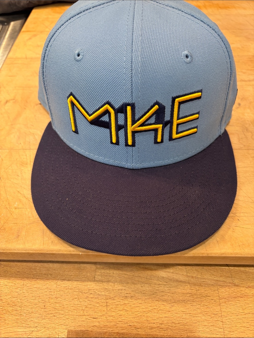 New Era MKE Embroidered Snapback - Light Blue & Navy with Yellow Accents